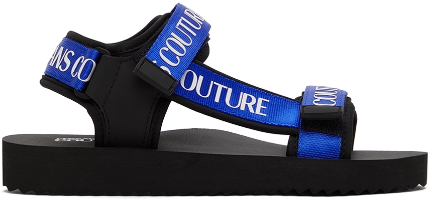 Black & Blue Fondo Strap Sandals
