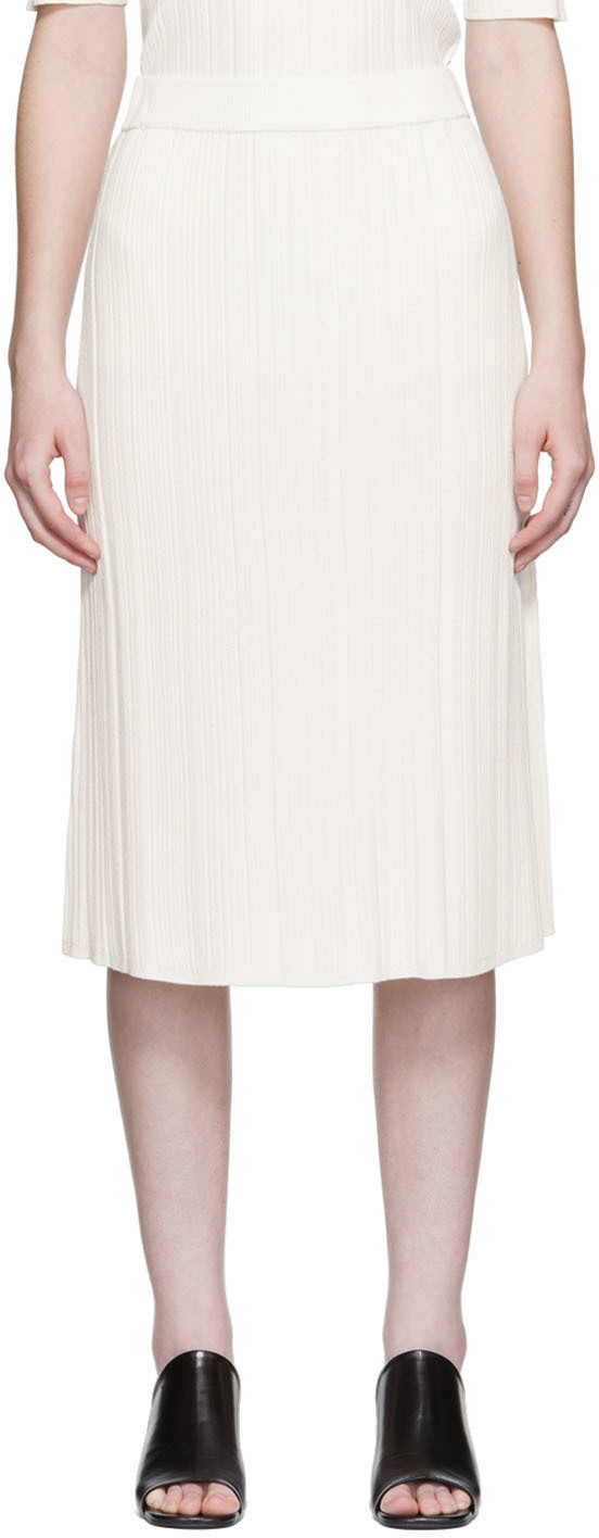 Off-White Satiny Midi Skirt