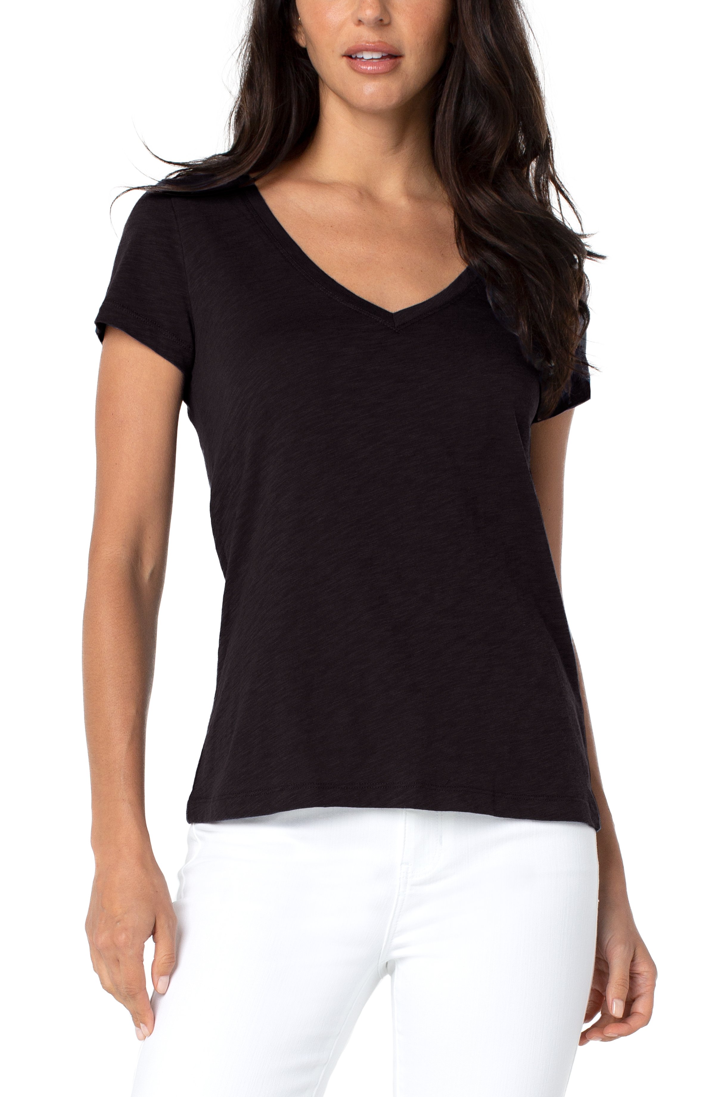 SLIM FIT V-NECK SLUB KNIT TEE