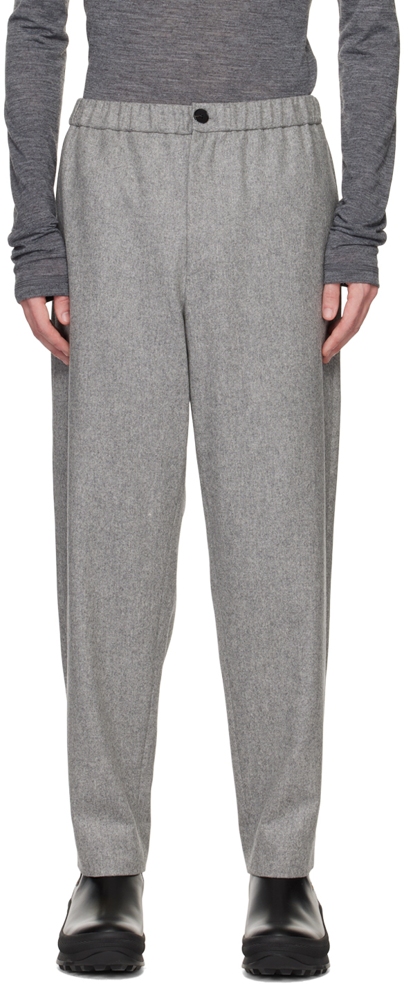 Gray Elasticized Waistband Trousers